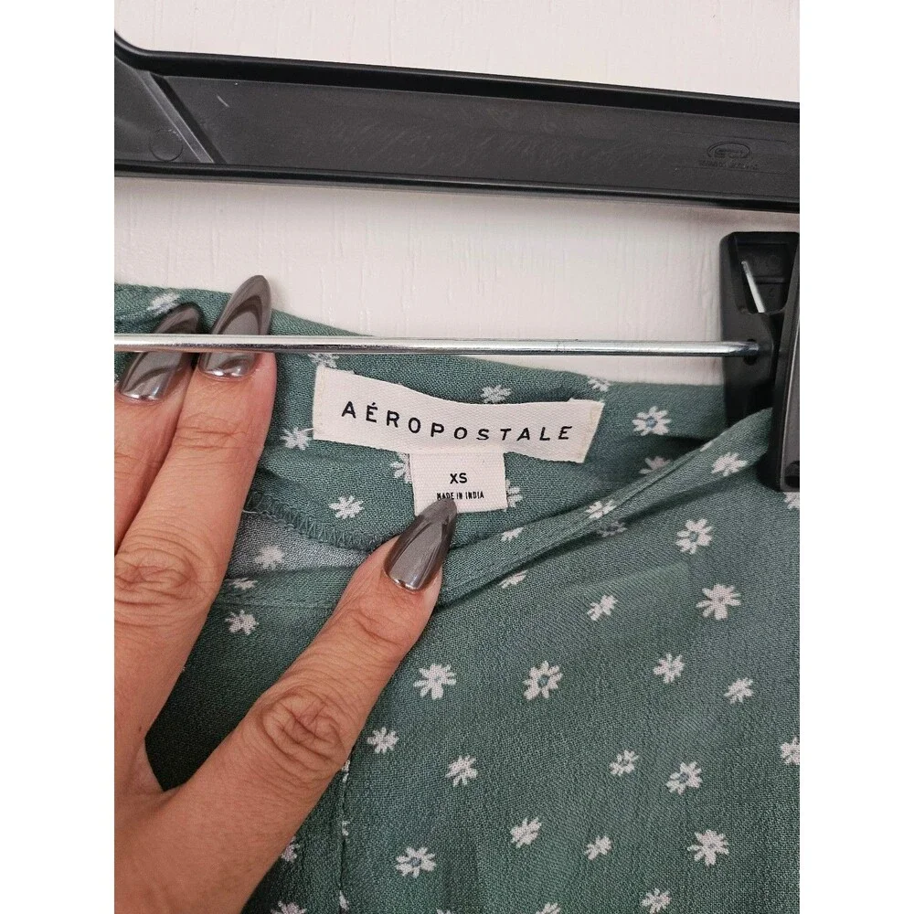 Aéropostale Green Floral A-Line Mini Skirt
